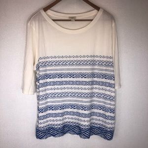 J. Crew Factory Printed Embroidered Striped Top XL
